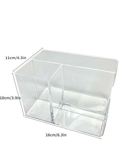 حامل أقلام ب- 3 تجويفات ، حامل قلم رصاص شفاف ، منظم فرش المكياج ، لعودة المدارس ، لوازم مدرسية