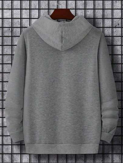 Manfinity Homme هودي رجالي ذو قصة فضفاضة إضافية مع طباعة الحرف وخيط سحب قابل للتعديل مناسب للسهرات، هودي بأكمام طويلة بنقشة حرفية، هدايا للأصدقاء والأزواج والأحباء