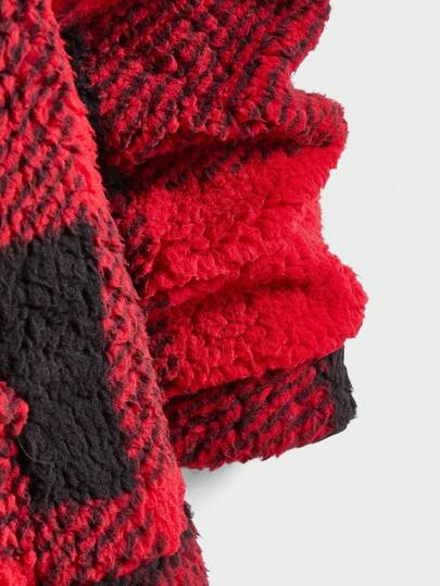 Manfinity ModaGents جاكيت كنز رجالي خريفي/شتوي بسحاب وقلنسوة، مطبوع عليه رقعة بالأحرف، بطانة من القماش الشعري، متسع المقاس، كاجوال