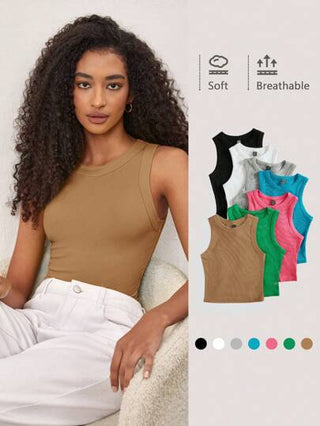 BASICS قميص بدون أكمام لون صلب للنساء
