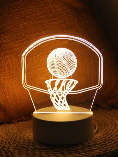 لمبة طاولة مزينة بضوء ليلي مبتكر يتضمن سلك USB بتصميم ثلاثي الأبعاد ومنظر كرة السلة المضيء ومصباح LED