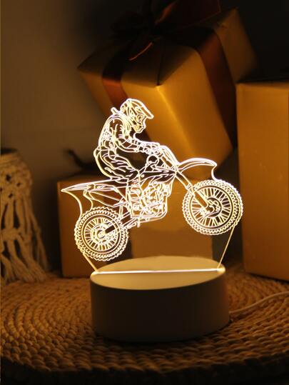 مصباح ليلي إبداعي بتصميم دراجة نارية ثلاثي الأبعاد مضاء بتقنية LED ، غير مألوف ومزين عليه رسومات مضيئة بتوصيل USB للخط المكتبي ، مصباح تابل Unique ذو LED