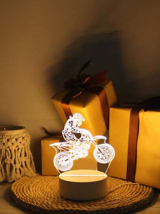 مصباح ليلي إبداعي بتصميم دراجة نارية ثلاثي الأبعاد مضاء بتقنية LED ، غير مألوف ومزين عليه رسومات مضيئة بتوصيل USB للخط المكتبي ، مصباح تابل Unique ذو LED