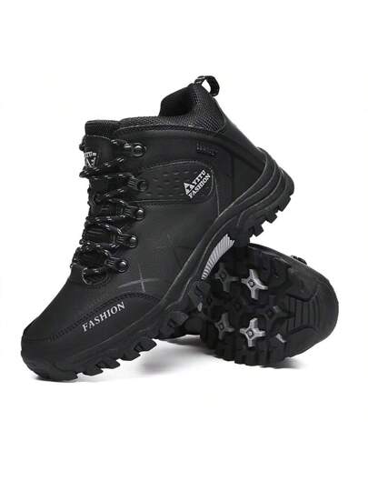 بوت جلد صناعي عالية الكعب للرجال موديل 2024، بوت رياضية خارجية مريحة للرجال مقاس كبير مضادة للانزلاق، بوت رياضي بسحاب ذو مظهر أنيق يتناسب مع البلوفرات