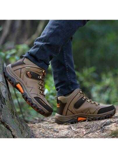 بوت رجالي عالي الكاحل من جلد البولي يوريثان موديل 2024 الجديد، بوت للتنزه مضادة للانزلاق وبمقاسات كبيرة، بوت رياضية خارجية مريحة للرجال