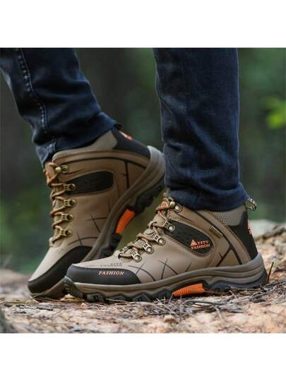 بوت رجالي عالي الكاحل من جلد البولي يوريثان موديل 2024 الجديد، بوت للتنزه مضادة للانزلاق وبمقاسات كبيرة، بوت رياضية خارجية مريحة للرجال