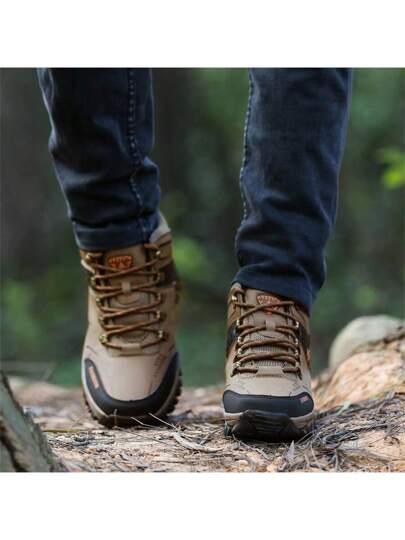 بوت رجالي عالي الكاحل من جلد البولي يوريثان موديل 2024 الجديد، بوت للتنزه مضادة للانزلاق وبمقاسات كبيرة، بوت رياضية خارجية مريحة للرجال
