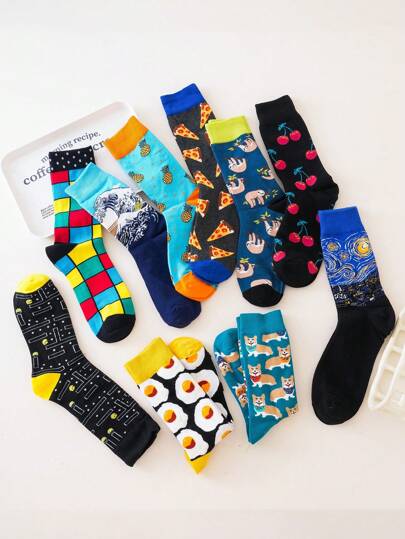 5 أزواج من جوارب الطاقم متنوعة الألوان والتصاميم الأنيقة والمبتكرة، ملائمة وراحة للجنسين، مجموعة هدايا جوارب فريدة للأصدقاء