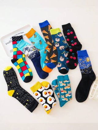 5 أزواج من جوارب الطاقم متنوعة الألوان والتصاميم الأنيقة والمبتكرة، ملائمة وراحة للجنسين، مجموعة هدايا جوارب فريدة للأصدقاء