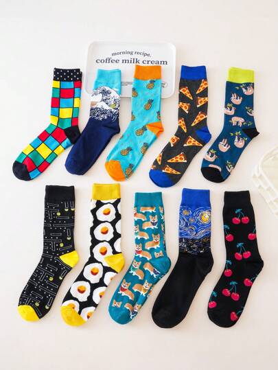 5 أزواج من جوارب الطاقم متنوعة الألوان والتصاميم الأنيقة والمبتكرة، ملائمة وراحة للجنسين، مجموعة هدايا جوارب فريدة للأصدقاء