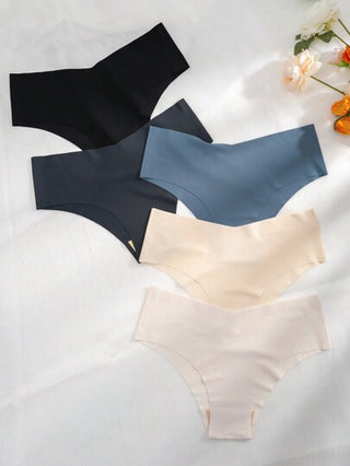 Shein Underwear&Sleepwear Basics مجموعة من 5 قطع للنساء من الملابس الداخلية ثلاثية الزوايا بألوان صامدة