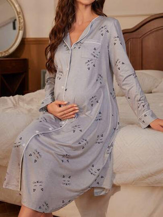 Shein Underwear&Sleepwear Maternity بيجاما حمل بنمط كرتوني للأم