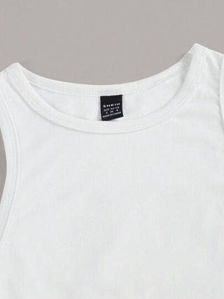 EZwear 2 قطعة من ملابس علوية أكمام دون أكمام مناسبة للصيف، قمصان قصيرة بياقة مستديرة، مناسبة لفتيات المراهقات والسيدات للارتداء كتوبات قصيرة