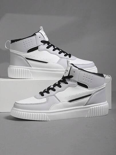 أحذية رياضية للرجال ذات الحجم الكبير عارضة عادية بأطراف عالية ، أحذية رياضية رجالية