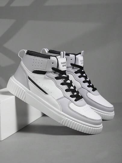 أحذية رياضية للرجال ذات الحجم الكبير عارضة عادية بأطراف عالية ، أحذية رياضية رجالية