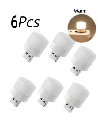 مصباح ليلي Usb صغير 6 قطع كشاف أبيض دافئ لحماية العين عند القراءة، يعمل عن طريق الشحن من الكمبيوتر أو الهاتف الجوال