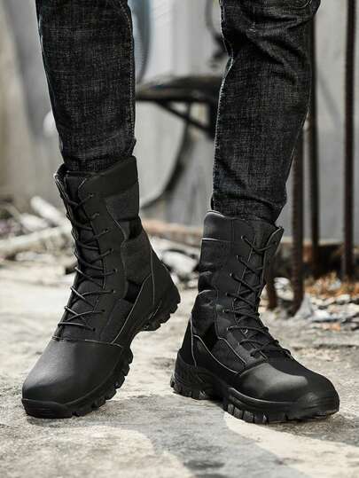 بوت تدريب مرتفعة القطع للرحلات البرية وأحذية المشي الخفيفة، مقاومة للانزلاق والتآكل مناسبة للألعاب الرياضية الخارجية، مقاس 45 ، بوت أمنية للرجال، مثالية مع البناطيل الجينز