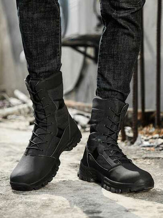 بوت تدريب مرتفعة القطع للرحلات البرية وأحذية المشي الخفيفة، مقاومة للانزلاق والتآكل مناسبة للألعاب الرياضية الخارجية، مقاس 45 ، بوت أمنية للرجال، مثالية مع البناطيل الجينز