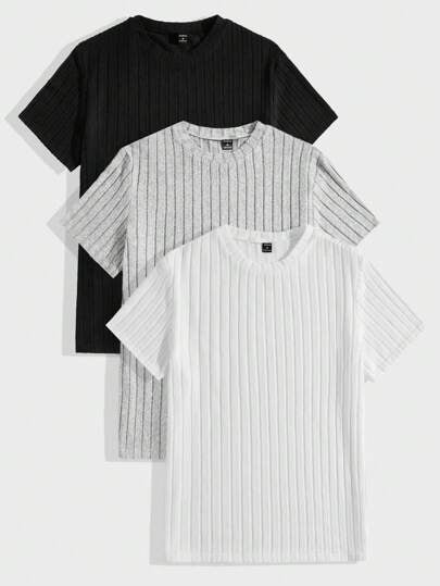 AKNOTIC Business Casual 3 قطعة حزمة تيشرت كاجوال رجالي بأكمام قصيرة وياقة مستديرة طراز فينتاج، هدية للصديق ، للخروج