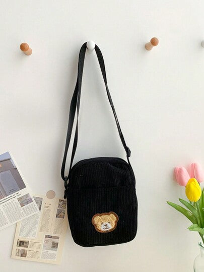 حقيبة كتف صغيرة عصرية متعددة الاستخدامات، بسيطة وطازجة، حقيبة عبر الجسم كرتونية لطيفة على طراز الدببة الكورية