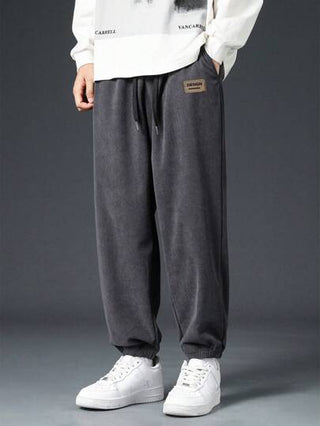 بنطلون كورديروي فضفاض سهل وللركب مطبوع عليه حرف، مناسب للحفاظ على الدفء ، موضة الشارع، للخريف/الشتاء