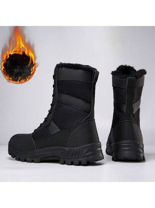 بوت ثلج عالية الأعلى بطانة دافئة وفاخرة للرجال موديل شتاء 2024 الجديد، بوت شتوية مدفأة، بوت أمان من الانزلاق للعمل للرجال، مقاسات كبيرة متوفرة (45-47)، بوت تدريب بنعل سميك