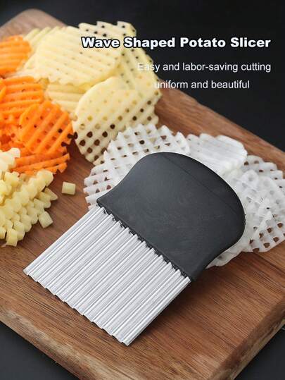 سكين بطاطس من الفولاذ المقاوم للصدأ قطع بموجات باسم الذئب مقبض منزلي لقطع الخضروات متعددة الأغراض