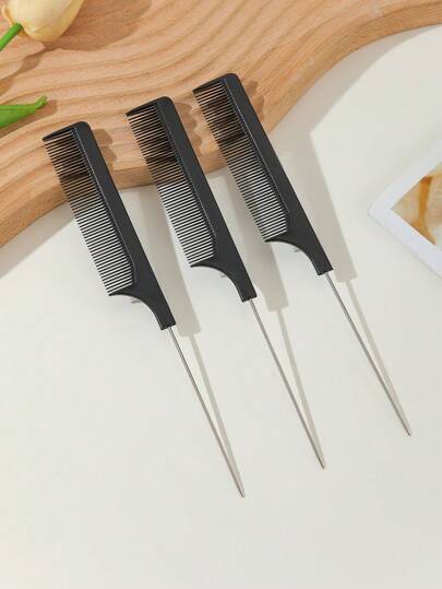 3 قطع للنساء فولاذ دبوس مشط ذيل الفئران , يضايق مشط , مع فولاذ غير قابل للصدأ ذيل الى منزل و صالون استخدام