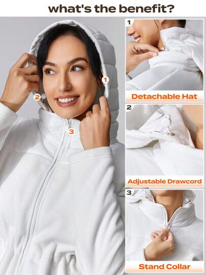 GLOWMODE سترة رقيقة مقنعة مضادة للماء مزودة بنسيج البولير الدافئ