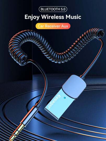 ESSAGER Essager Bluetoot Aux محول سيارة لاسلكية بلوتوث استقبال USB إلى 3.5 مللي متر جاك الصوت الموسيقى هيئة التصنيع العسكري يدوي محول للسيارة المتكلم