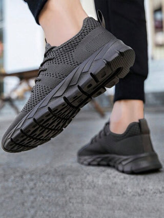 DaoLxi حذاء كاجوال ورياضي رجالي من الشبكة الخفيفة وجذاب بالألوان المتعددة للرياضة والجري والتمرينات الرياضية , مريح ومناسب للتدريبات الرياضية باللون الرمادي