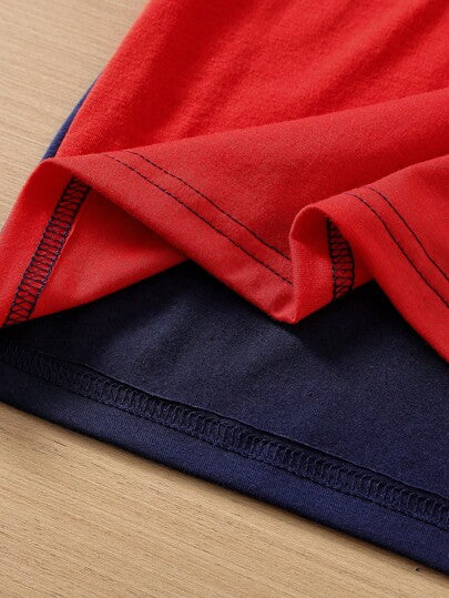 SHEIN 3 قطع تي شيرت قصير الأكمام مطبوع عليه حروف ملونة للأولاد من توين