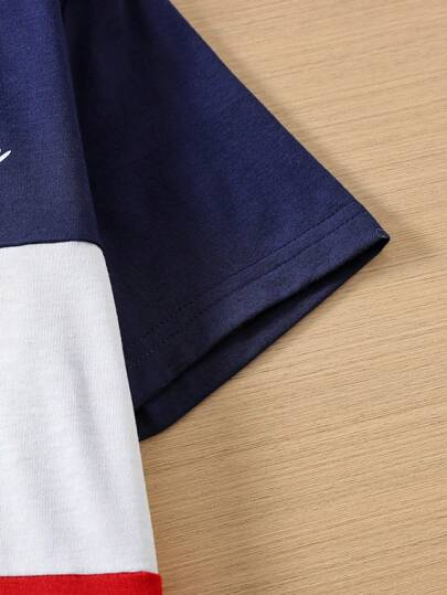 SHEIN 3 قطع تي شيرت قصير الأكمام مطبوع عليه حروف ملونة للأولاد من توين