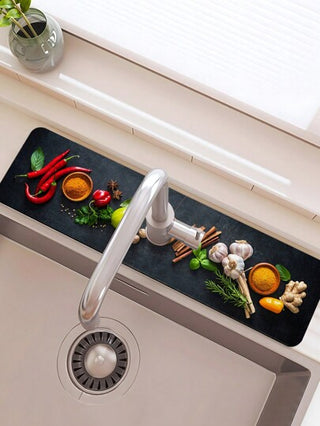 بساط تجفيف سيليكون مانع للانزلاق بنقشة التوابل، أحجام متعددة لأحواض مختلفة، اكسسوارات المطبخ والحمام