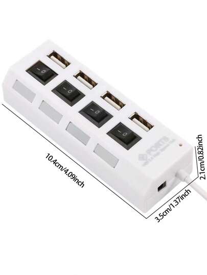1 قطعة موزع Usb مع مفاتيح مستقلة ومؤشر Led، 1 إلى 4 مقسم، للهاتف والكمبيوتر والأجهزة الإلكترونية الأخرى
