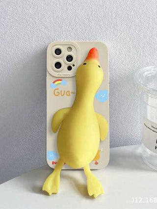 غطاء هاتف مطبوع بإوز لتخفيف الضغط النفسي ثلاثي الأبعاد، ملون، متوافق مع هواتف أبل أي فون 16/15/14/13/12/11/XS/XR/X/7/8 بلس/برو ماكس، غطاء واق