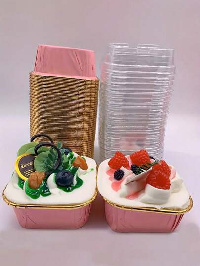 50/25 قطعة من الأكواب الورقية المقاومة للدهون، مربعة الشكل بحافة ملفوفة، مقاومة للحرارة ومانعة للتسرب، مثالية للخبز وتقديم الطعام وحلويات الحفلات. الأفضل لكعكات حفلات عيد الميلاد والهالوين.