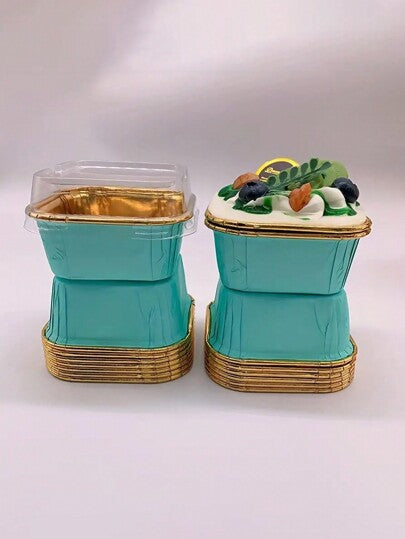 50/25كوب ورقي مربع المشكلة مقاوم للدهون بحافة مزورة مع غطاء، قالب كعكة مقاوم للحرارة للخبز، كعكة الحفل، عيد الميلاد، الهالوين