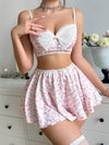 PetitDoll مجموعة ملابس داخلية رومانسية مطرزة باليد مزينة بالفيونكة للنساء (هذا الطراز لا يتضمن جوارب)