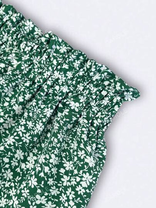 طباعة الأزهار المتدرج Ruched مرونة التنانير عطلة الخصر
