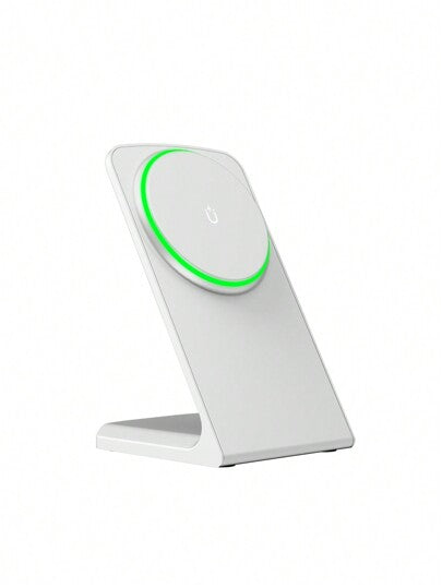 شاحن لاسلكي مغناطيسي 15 وات أبيض للمكتب مع حامل للهاتف ، متوافق مع جميع سلسلة الآيفون 12/13/14/15