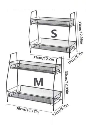 رف تخزين من طبقتين ، سلة تخزين من الحديد ، صندوق تخزين على المكتب ، منظم مستحضرات التجميل ، تنظيم المكتب ، اكسسوارات التخزين مناسبة لأرفف التخزين الصغيرة في المطبخ والحمام والغرفة والمكتب ، مناسبة لعلب التوابل المتبقية ، زجاجات التوابل ، مستحضرات...