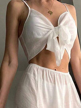 SHEIN Swim موحدة اللون معقود من الأمام لباس علوي بتغطية و فتحة للفخذ تنورة