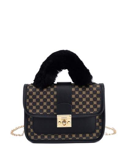 حقيبة يد ناعمة بطابع عتيق للفتات، حقيبة كتف بسلسلة معدنية جميلة، حقيبة جوال عارضة، خيار مثالي للهدايا