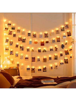 1 قطعة إضاءة خيط جهاز تحميل الصور 10/20/30/40 ليد، إضاءة خيط جدارية للصور، يعمل بالبطارية، لهدايا الفناء الخلفي وغرفة النوم وحفلات الزفاف وأعياد الميلاد والاحتفالات (بدون بطارية)