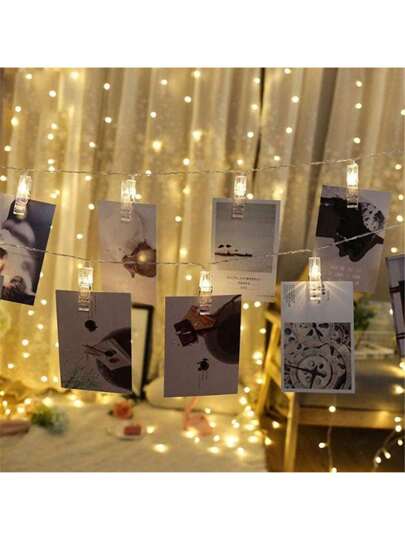 1 قطعة إضاءة خيط جهاز تحميل الصور 10/20/30/40 ليد، إضاءة خيط جدارية للصور، يعمل بالبطارية، لهدايا الفناء الخلفي وغرفة النوم وحفلات الزفاف وأعياد الميلاد والاحتفالات (بدون بطارية)