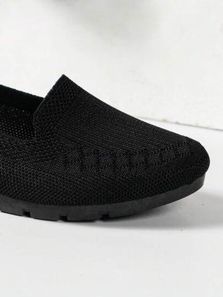 أحذية رياضية بكعب مسطح، اسود، مريحة، إنزلاقية، منسوجة، تنفس للنساء، مطاطية ذات كعب منخفض، مناسبة للحوامل والأم والحجم الكبير