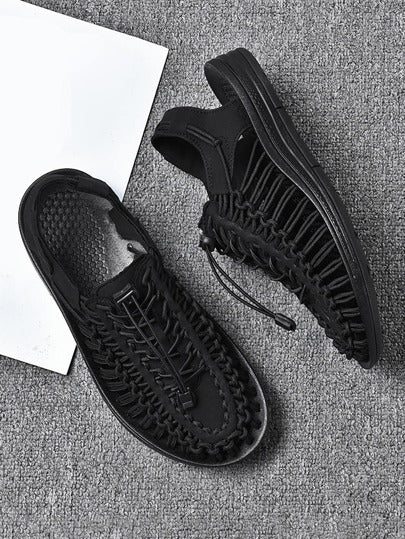 رجالي صندل خارجي محبوك يدويًا ،أحذية مسطحة للشاطئ والريف الهادئ