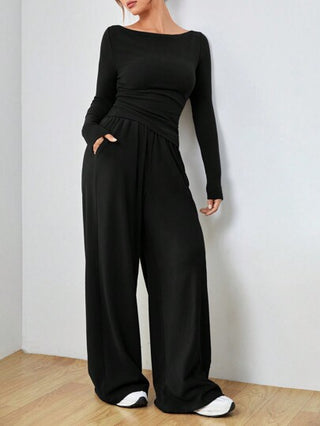 طقم حريمي قطعتين EZwear بدلة نسائية عارضة ذات لون صلب عصرية