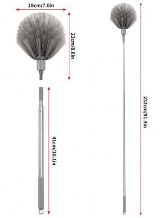 TIMIVO فرشاة عنكبوت المكنسة مع عصا تمديد، قابلة للغسل لتنظيف المروحة السقفية،السقوف العالية ، الستائر العمياء ، شبكة العنكبوت والأثاث